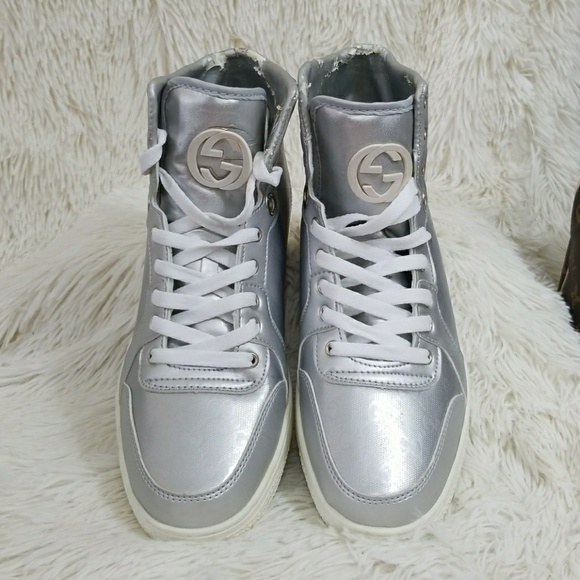 gucci silver high top sneakers